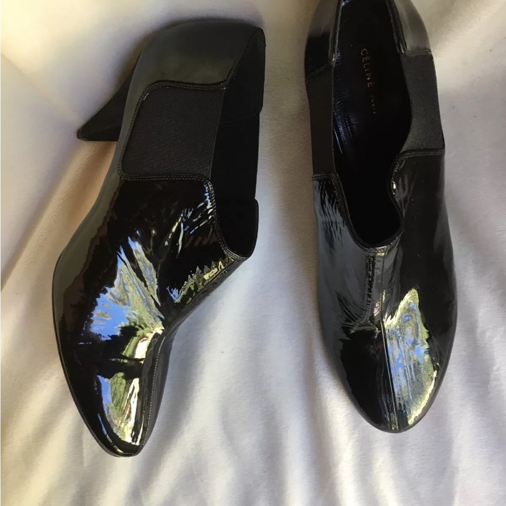 CELINE PARIS ELASTIC PUMP SOFT PATENT boot sz 40 new $950